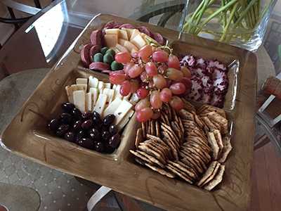 Cheese Platter with Grapes & Olives
